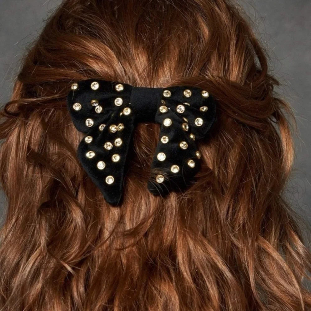 Lele Sadoughi Petite Velvet Embellished Bow